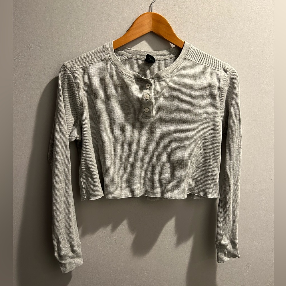 Women’s/girls wild fable gray crop top waffle shirt size Medium